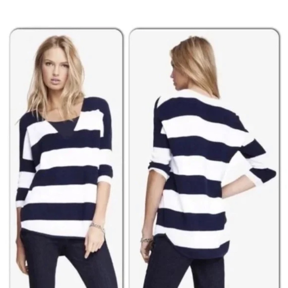 Express Navy and White Striped London Sweater